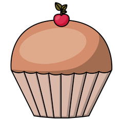 Muffin or cupcake cartoon icon. Food menu and dessert theme. Isolated design. Vector illustration