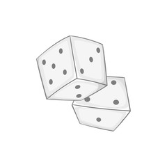 Two dice cubes icon in black monochrome style on a white background vector illustration