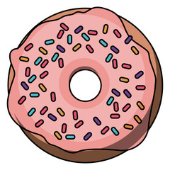 Donut cartoon icon. Food menu and dessert theme. Isolated design. Vector illustration