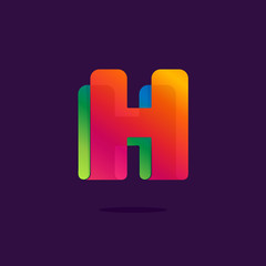 Letter H logo formed by colorful ribbon.