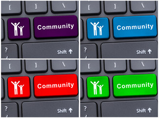 Fototapeta premium Community word on colored keyboard buttons