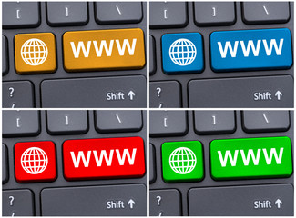 Close-up view of colored internet keys