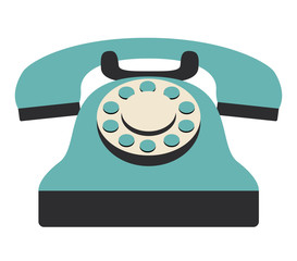 Blue phone icon. retro technology gadget and antique theme. Isolated design. Vector illustration