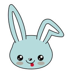 Rabbit with kawaii face icon. Cute animal cartoon and character theme. Isolated design. Vector illustration