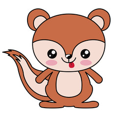 Squirrel with kawaii face icon. Cute animal cartoon and character theme. Isolated design. Vector illustration