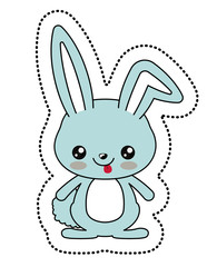 Rabbit with kawaii face icon. Cute animal cartoon and character theme. Isolated design. Vector illustration