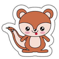 Squirrel with kawaii face icon. Cute animal cartoon and character theme. Isolated design. Vector illustration