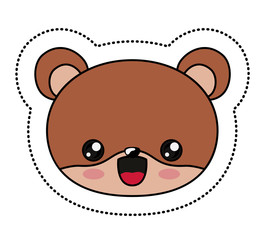 Beaver with kawaii face icon. Cute animal cartoon and character theme. Isolated design. Vector illustration
