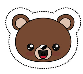 Bear with kawaii face icon. Cute animal cartoon and character theme. Isolated design. Vector illustration