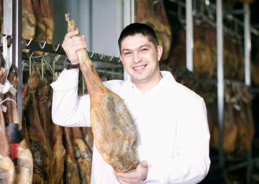 Midle aged butche with jamon joints