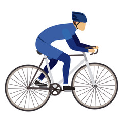 Naklejka premium Bike bicycle cycle with biker icon. Healthy lifestyle sport and transportation theme. Isolated design. Vector illustration