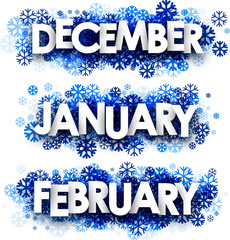 January, February, December banners.