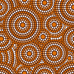 Australian tribes dot pattern vector seamless. Aboriginal art print with concentric circles. Ethnic native ornament for fabric, surface design, wrapping paper or template. - 120779177