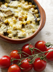 baked vegetables with cheese and tomato