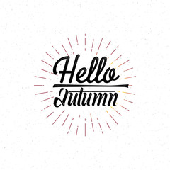 Hello Autumn - calligraphic lettering badge label for design