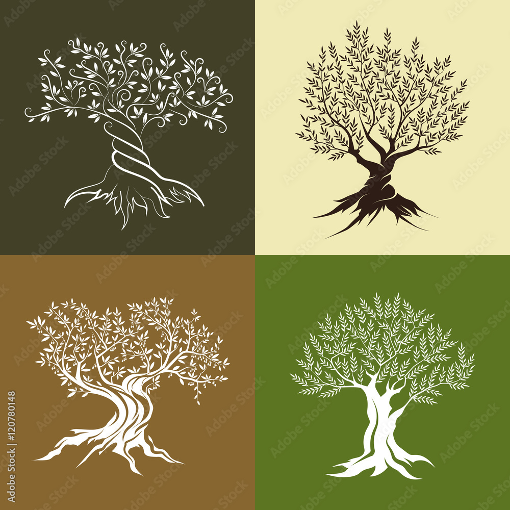 Canvas Prints olive trees silhouette isolated icon set. web graphics modern vector sign. premium quality illustrat