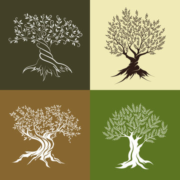 Olive trees silhouette isolated icon set. Web graphics modern vector sign.
Premium quality illustration logo design concept pictogram.