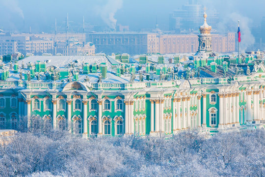 Hermitage, winter. View from St. Isaac's Cathedral, St. Petersburg, Russia