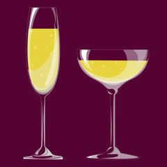 glasses of champagne. Vector illustration. EPS 10