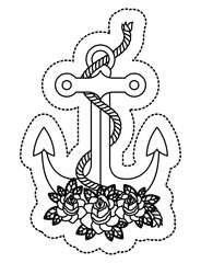 Anchor roses and rope icon. Sea lifestyle nautical and marine theme. Isolated design. Vector illustration