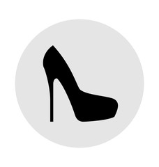 Flat black monochrome shoes icon, elegant woman shoes sign, female symbol, vector illustration