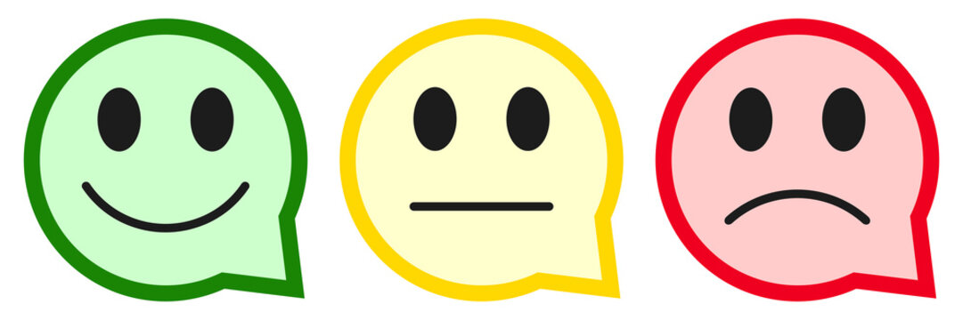 Evaluation speech bubbles flat icons, buttons