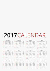 Calendar 2017 Vector