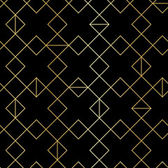 Seamless gold geometric pattern with line rhombus