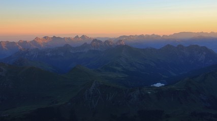Mountains of the Swiss Alps at sunrise