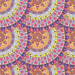 Ornate floral seamless texture, endless pattern with vintage mandala elements.
