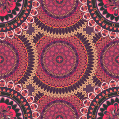 Ornate floral seamless texture, endless pattern with vintage mandala elements.