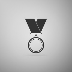 Medal flat icon on grey background. Vector Illustration