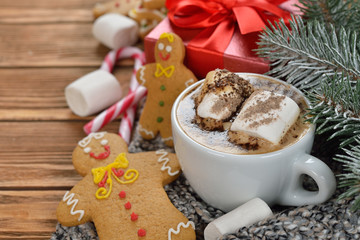 Hot chocolate and Christmas gingerbread men