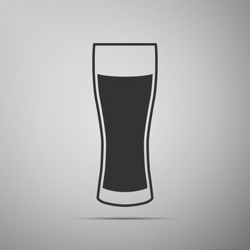 Glass of beer flat icon on grey background. Adobe illustrator