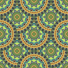 Ornate floral seamless texture, endless pattern with vintage mandala elements.