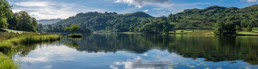 Küchenrückwand glas motiv See / Teich Breites Panorama bei Rydal Water im Lake District an einem ruhigen Sommermorgen.