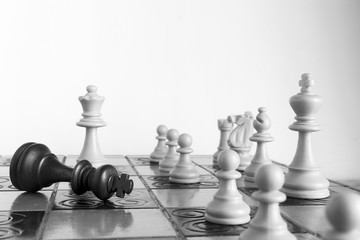 Scacchi fotografati su una scacchiera