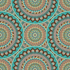 Ornate floral seamless texture, endless pattern with vintage mandala elements.