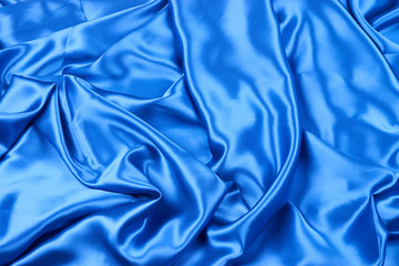 Shiny deep blue fabric silk