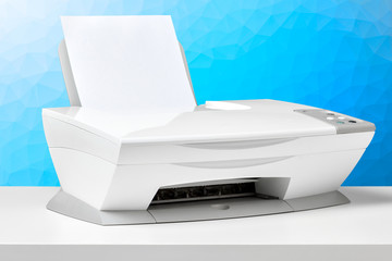 Printer on white desk