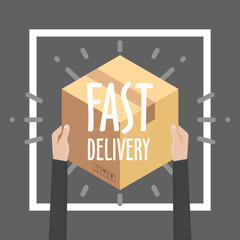 Flat design colorful vector illustration concept for delivery service, e-commerce, online shopping, receiving package from courier to customer