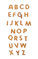 Pretzel Alphabet on white background
