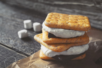 Smores on the wooden table horizontal