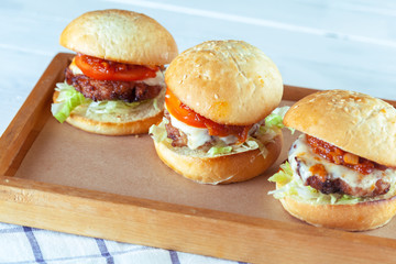 Juicy beef burgers