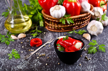 Appetizer of pickled red peppe