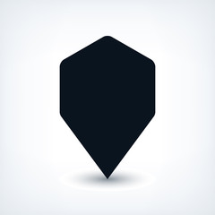 Black map pin flat location sign hexagon icon