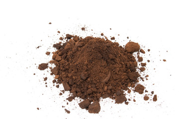 Coffee ground on white background
