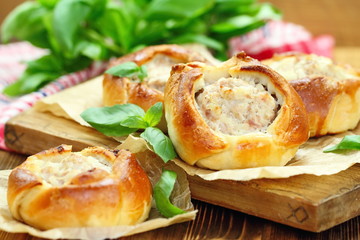 Traditional russian meat pies belyashi