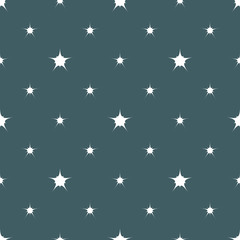 White stars geometric seamless pattern on blue background .