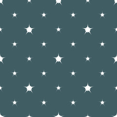 White stars geometric seamless pattern on blue background .
